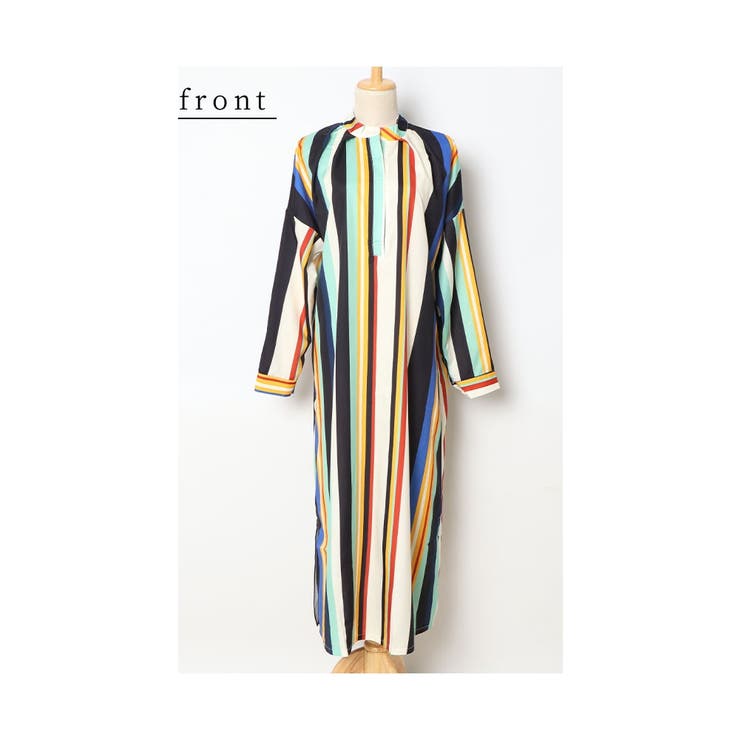 心躍る鮮やかレトロストライプ柄ワンピース レディース ファッション[品番：SLMW0011158]｜Sawa a la mode（サワアラモード  ）のレディースファッション通販｜SHOPLIST（ショップリスト）