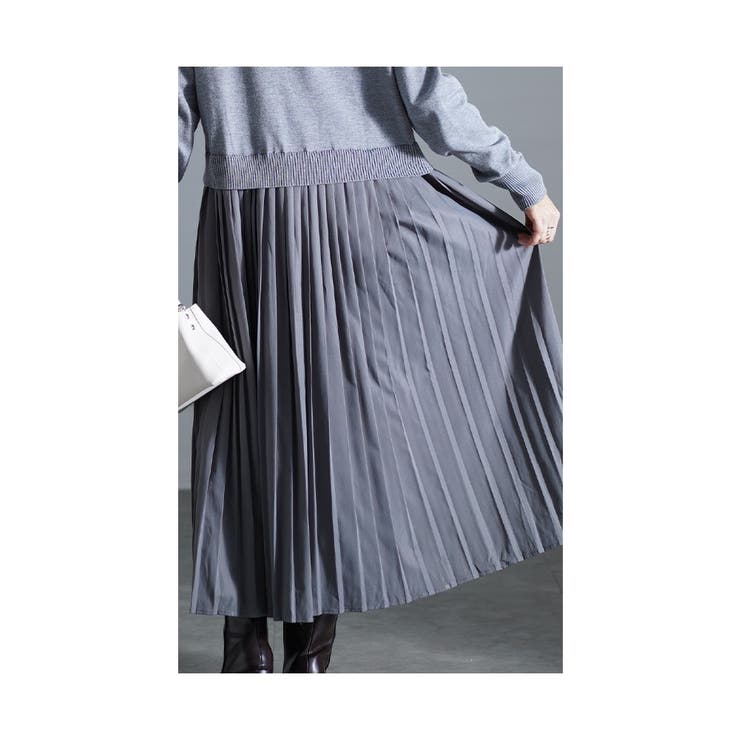 着痩せる魔法のライン異素材プリーツワンピース レディース ファッション | Sawa a la mode | 詳細画像16 