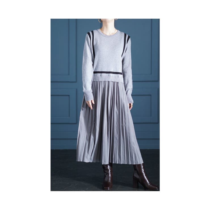 着痩せる魔法のライン異素材プリーツワンピース レディース ファッション | Sawa a la mode | 詳細画像19 