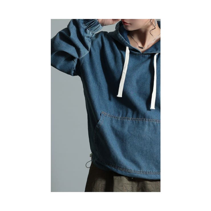 洒落感纏うオトナ顔デニムフーディートップス【12月5日20時販売新作】