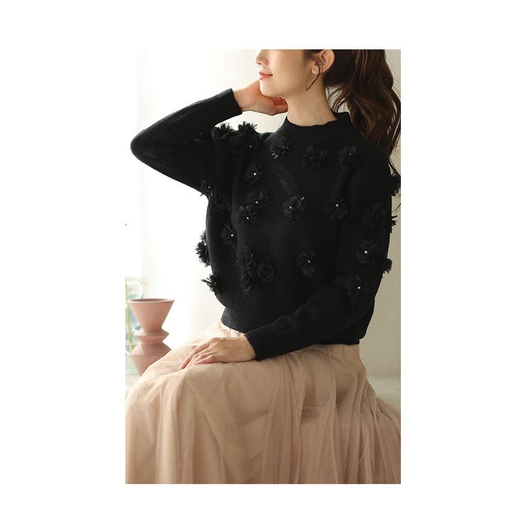 ふっくら花咲くニットプルオーバートップス【12月14日20時販売新作】