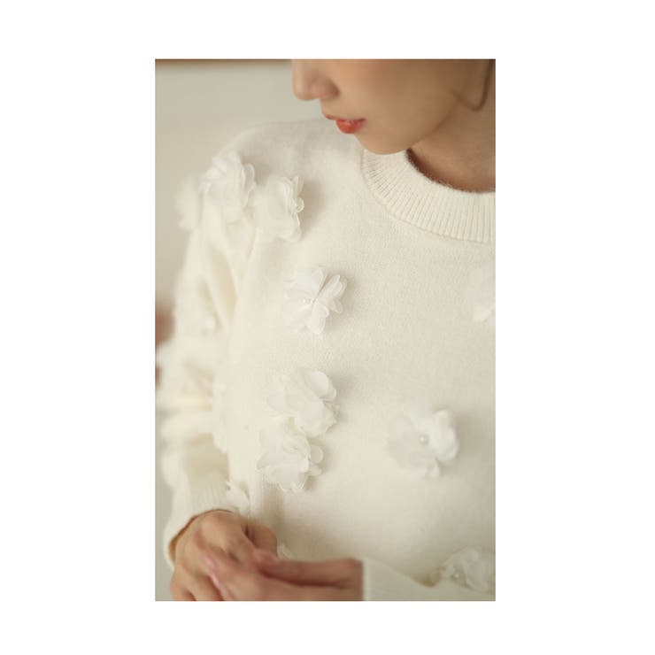 ふっくら花咲くニットプルオーバートップス【12月14日20時販売新作】