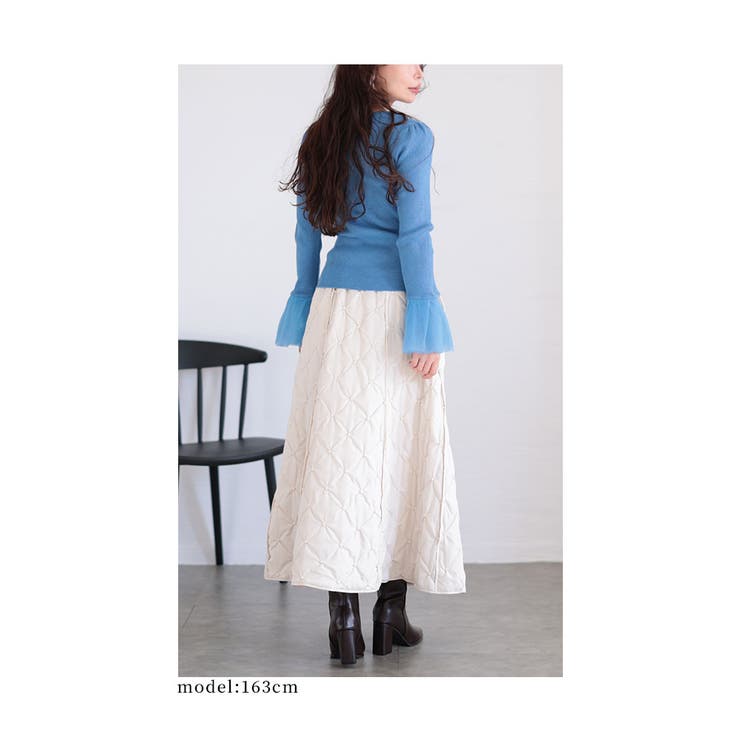 軽いのに暖かなボール刺繍キルティングスカート【12月14日20時販売新作】