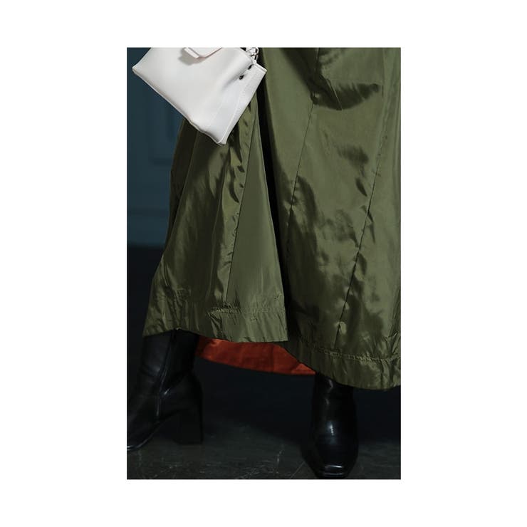 垢抜け大人のミリタリーフレア艶スカート レディース ファッション