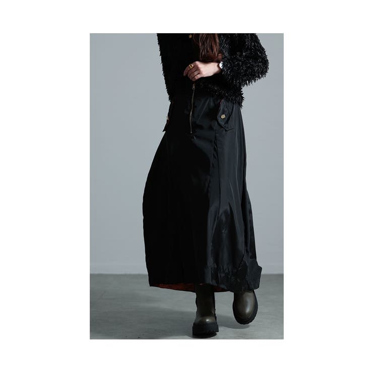 垢抜け大人のミリタリーフレア艶スカート レディース ファッション