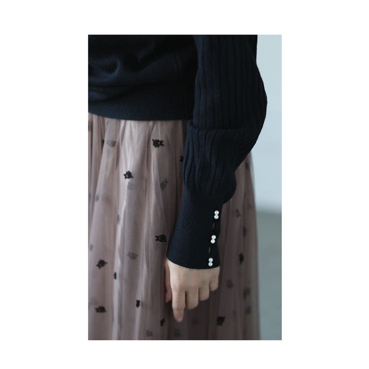 デコレーションパールネックニットトップス【12月21日20時販売新作】
