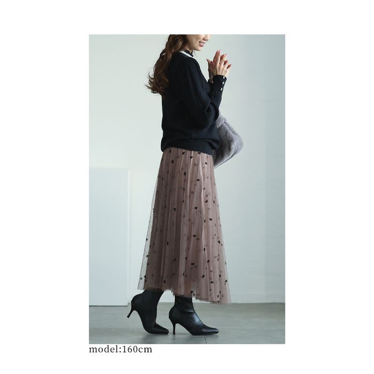 デコレーションパールネックニットトップス【12月21日20時販売新作】