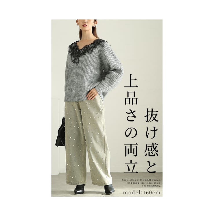 優美な花レースニットトップス【12月18日20時販売新作】