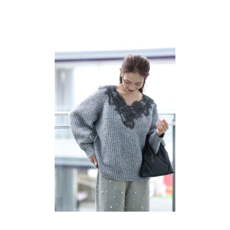 優美な花レースニットトップス【12月18日20時販売新作】