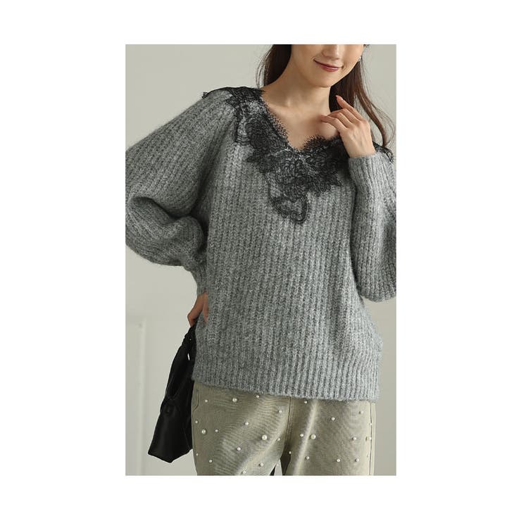 優美な花レースニットトップス【12月18日20時販売新作】