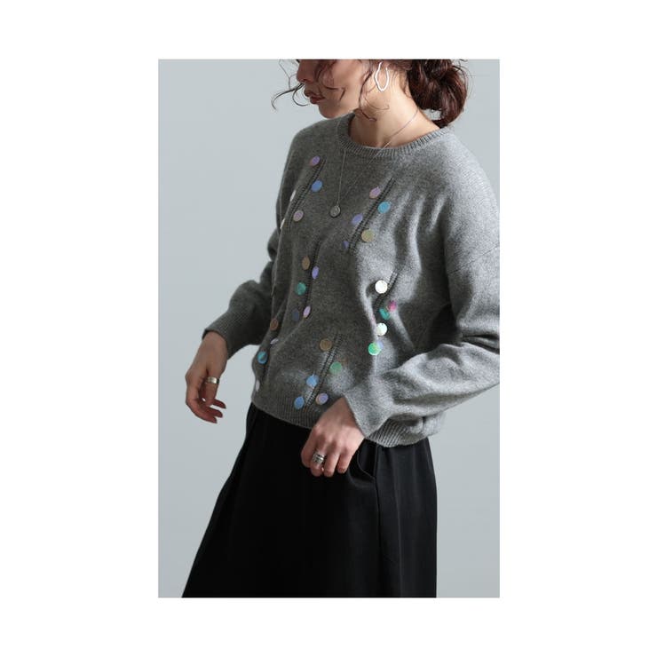 さり気ない煌めきスパンコールニット レディース ファッション[品番
