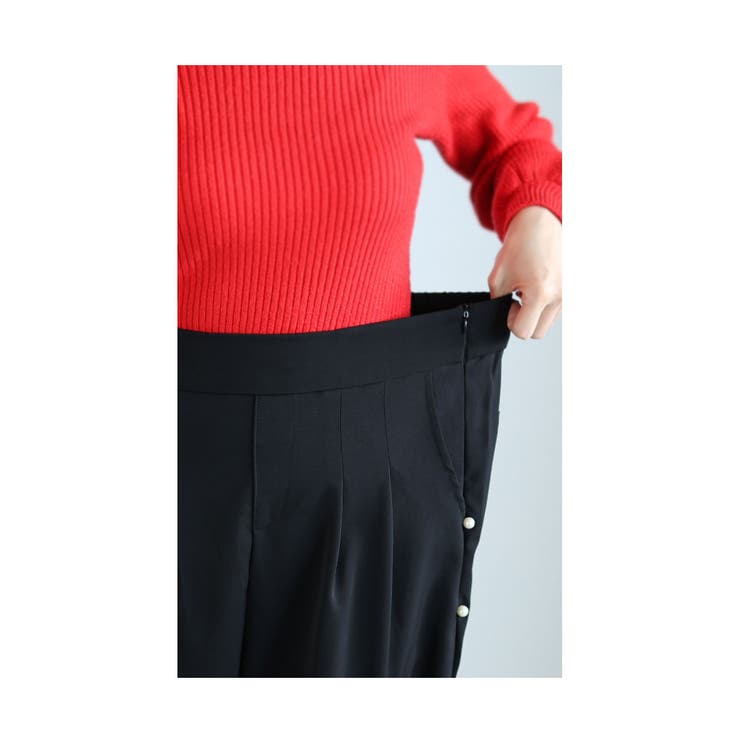 艶めくサイドパール付きワイドパンツ【12月28日20時販売新作】