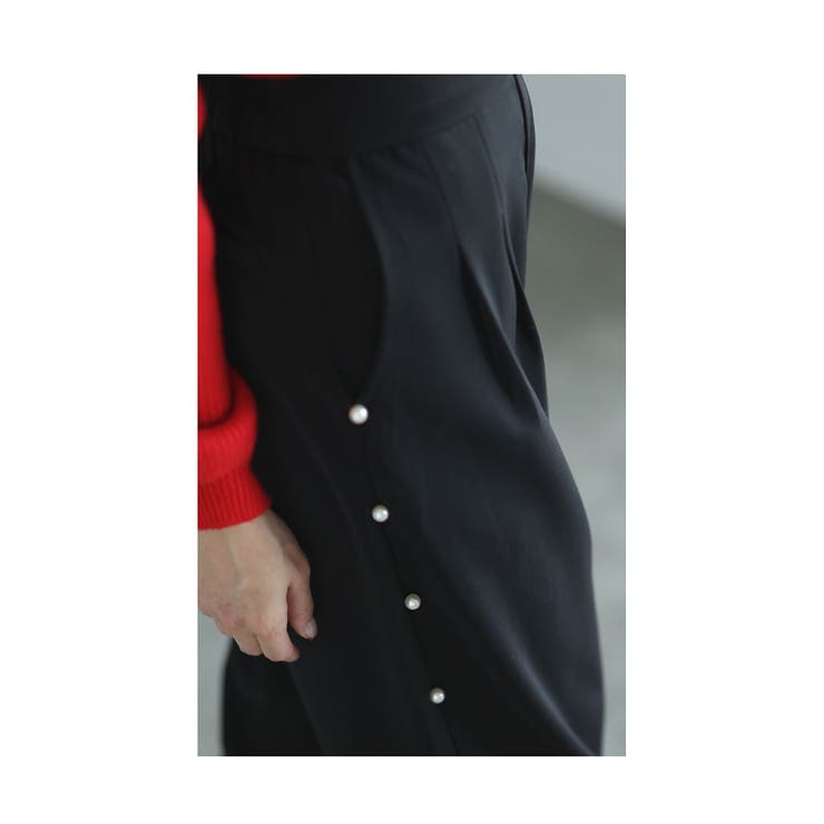 艶めくサイドパール付きワイドパンツ【12月28日20時販売新作】