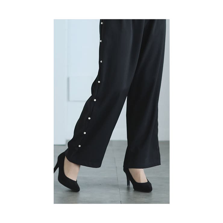 艶めくサイドパール付きワイドパンツ【12月28日20時販売新作】