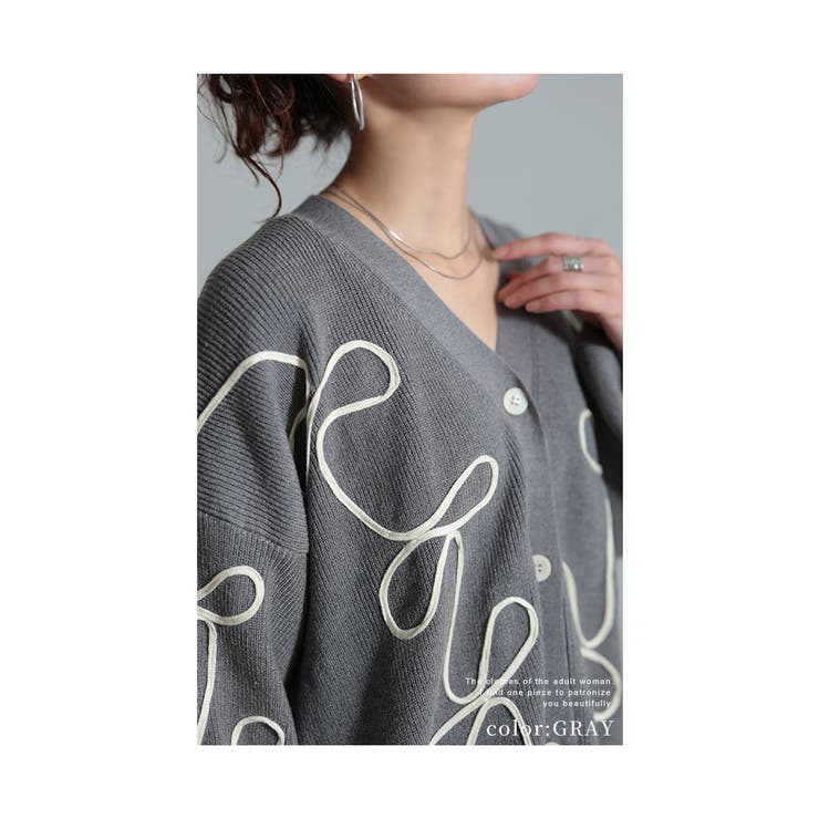 流れるレトロな可愛さリボン柄ニットカーディガン レディース ファッション | Sawa a la mode | 詳細画像11 