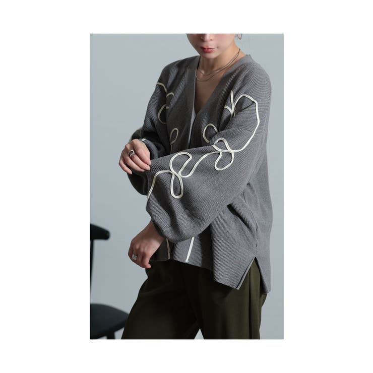 流れるレトロな可愛さリボン柄ニットカーディガン レディース ファッション | Sawa a la mode | 詳細画像14 