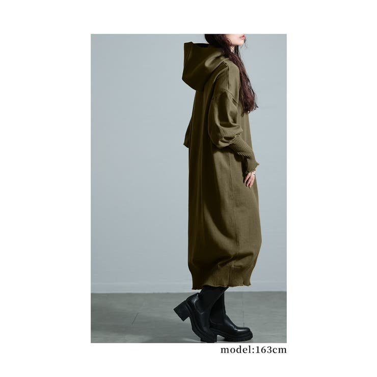 2通りの着こなし楽しむフード付きニットワンピース レディース ファッション | Sawa a la mode | 詳細画像7 