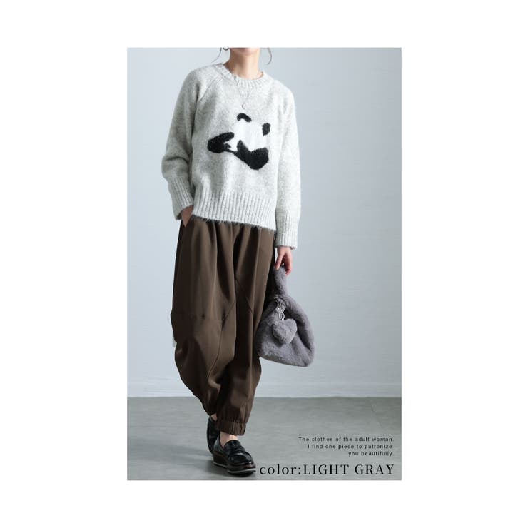 キャッチーなアイコン照れ屋パンダ柄ニット【1月2日20時販売新作】