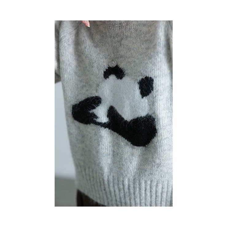 キャッチーなアイコン照れ屋パンダ柄ニット【1月2日20時販売新作】