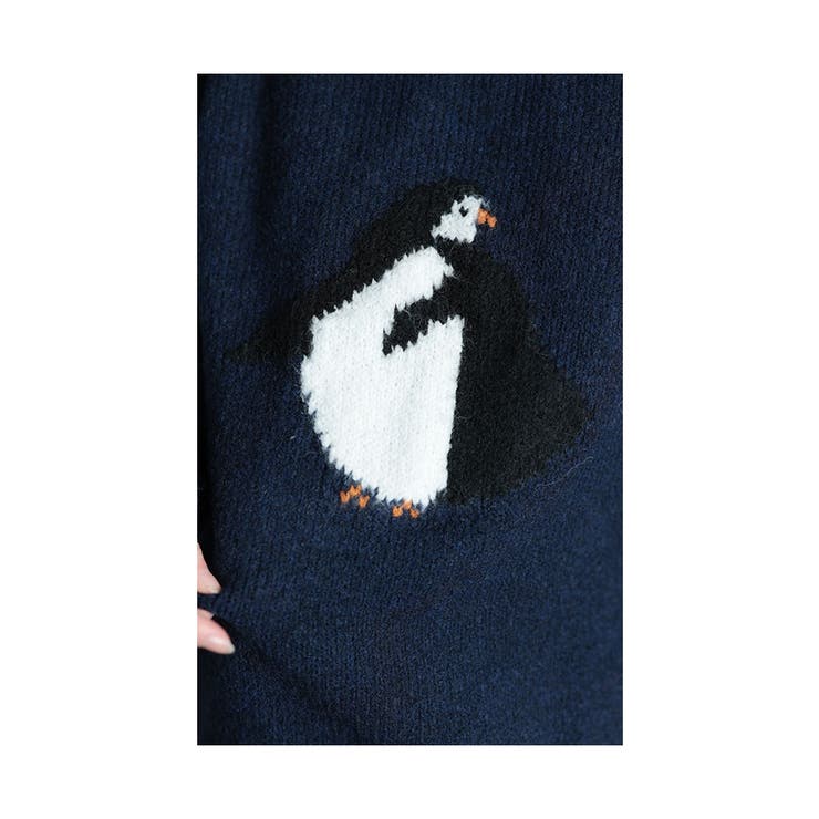 キャッチーなアイコンお散歩ペンギン柄ニット【1月6日20時販売新作】