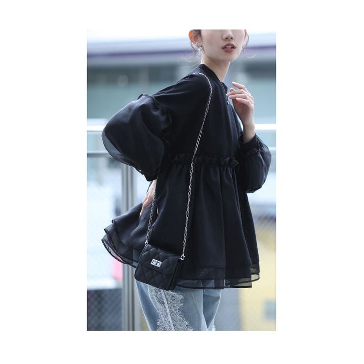 大人可愛いオーガンジー切り替えトップス【1月15日20時販売新作】