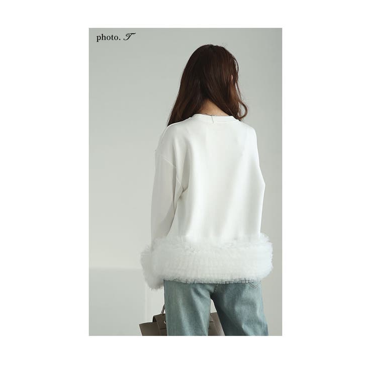 目を惹くたっぷりチュールフリルトップス【1月15日20時販売新作】