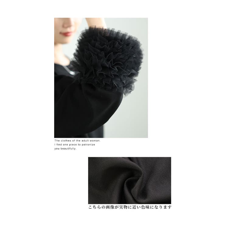 目を惹くたっぷりチュールフリルトップス【1月15日20時販売新作】