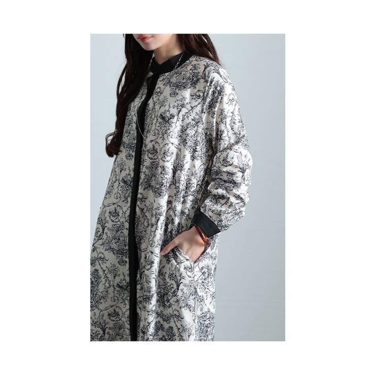 気品醸し出すトワルドジュイ柄シャツワンピース レディース