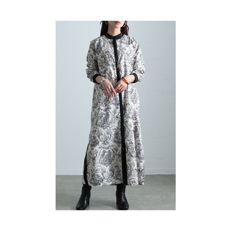 気品醸し出すトワルドジュイ柄シャツワンピース【1月20日20時販売新作】