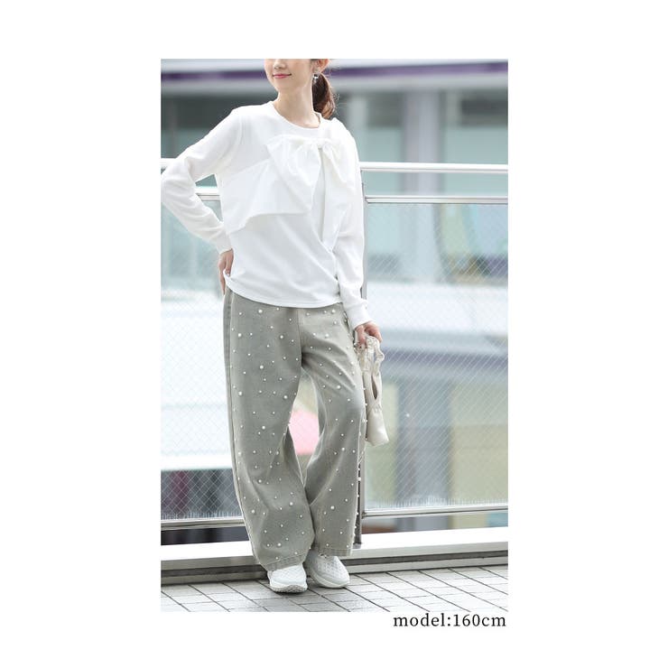 大人可愛いビックリボンモチーフ付きカットソー【1月29日20時販売新作】