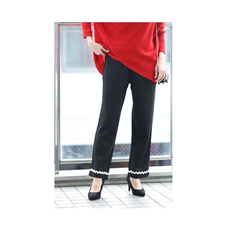 モードを感じる裾螺旋デザインのストレートパンツ【2月1日20時販売新作】