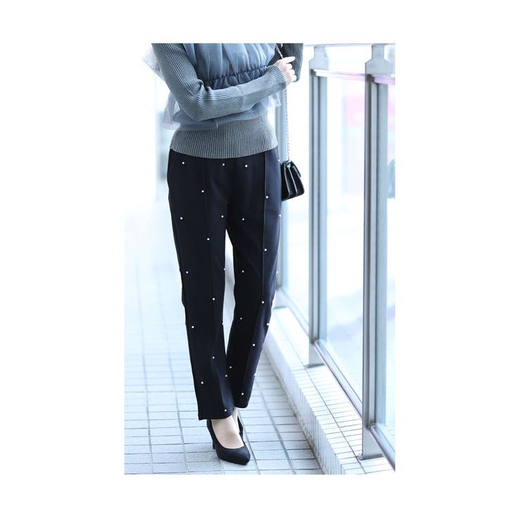 艶やかなパールデコレーションテーパードパンツ【1月29日20時販売新作】