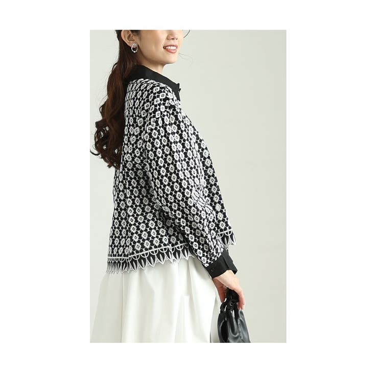 お花が浮かび上がるパンチングレースのコットンシャツブラウス レディース ファッシ… | Sawa a la mode | 詳細画像13 