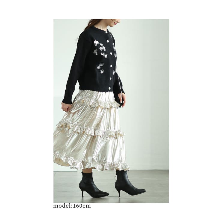 スパンコールが煌めくもっちりニットカーディガン レディース ファッション | Sawa a la mode | 詳細画像6 