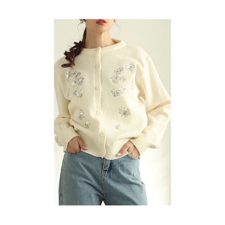 スパンコールが煌めくもっちりニットカーディガン レディース ファッション | Sawa a la mode | 詳細画像14 