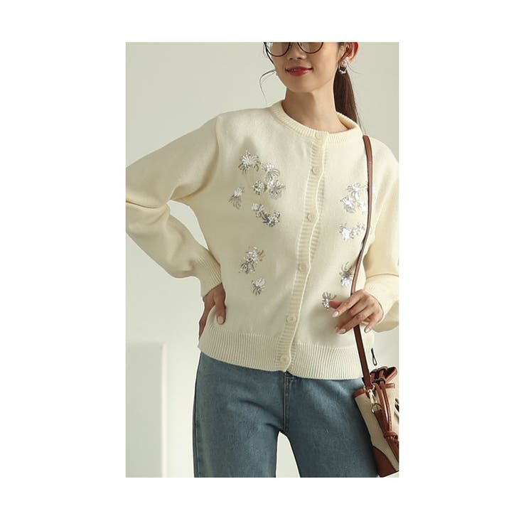 スパンコールが煌めくもっちりニットカーディガン レディース ファッション | Sawa a la mode | 詳細画像17 