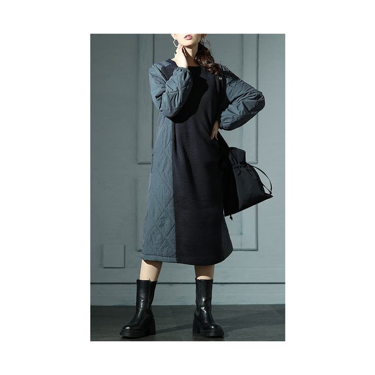 トレンド重ねる異素材キルティングワンピース【2月3日20時販売新作】