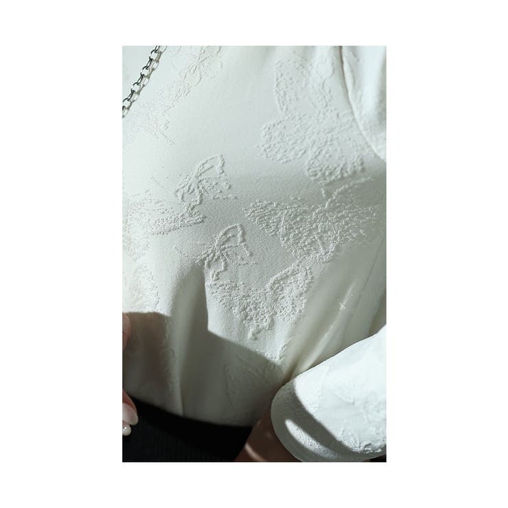 可憐な蝶が舞う立体ジャガードカットソー【2月3日20時販売新作】