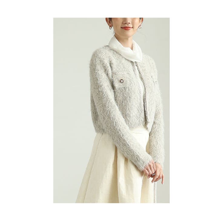ふわふわシャギーのパールボタンニットジャケット【2月12日20時販売新作】