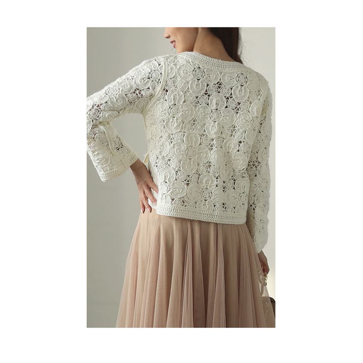 フラワーレースを紡いだ大人可愛いかぎ編みニットカーディガン レディース ファッシ… | Sawa a la mode | 詳細画像7 