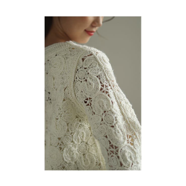 フラワーレースを紡いだ大人可愛いかぎ編みニットカーディガン レディース ファッシ… | Sawa a la mode | 詳細画像8 