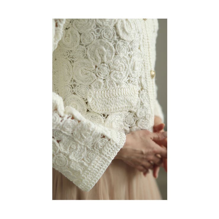 フラワーレースを紡いだ大人可愛いかぎ編みニットカーディガン レディース ファッシ… | Sawa a la mode | 詳細画像9 