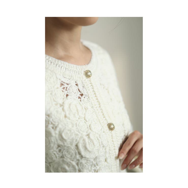 フラワーレースを紡いだ大人可愛いかぎ編みニットカーディガン レディース ファッシ… | Sawa a la mode | 詳細画像15 