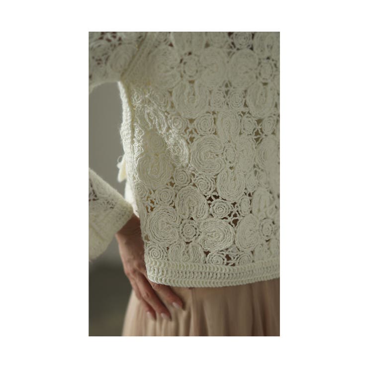 フラワーレースを紡いだ大人可愛いかぎ編みニットカーディガン レディース ファッシ… | Sawa a la mode | 詳細画像16 