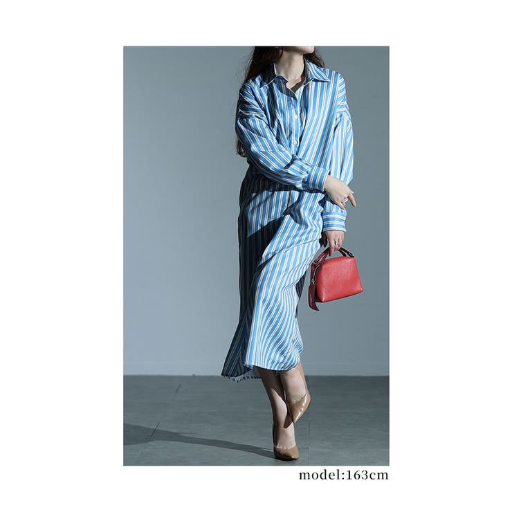 大人ジェンヌにキマるストライプ柄シャツワンピース レディース ファッション | Sawa a la mode | 詳細画像13 