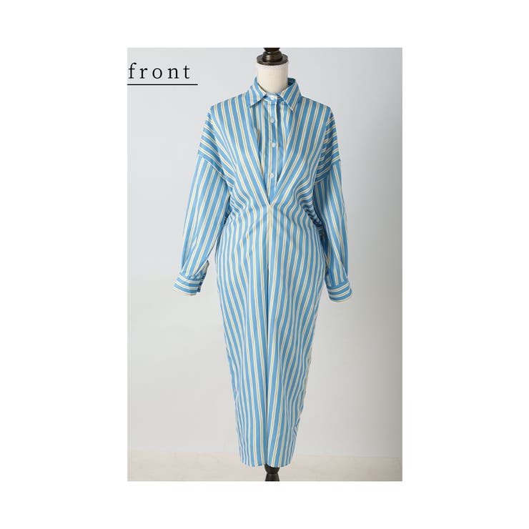 美品✨️MaxMara 近年　オーバーサイズリネンストライプシャツワンピース　青 美品✨️MaxMara 近年 オーバーサイズリネンストライプシャツ
