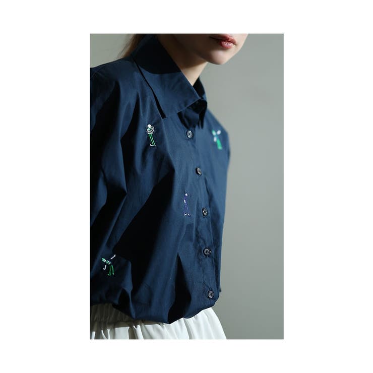 キャッチーな刺繍でリズムを加える長袖シャツ【2月13日20時販売新作】