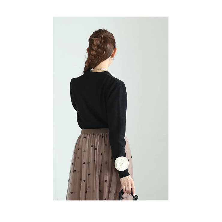 手元に華を添えるフラワーモチーフスリーブニットトップス レディース ファッション | Sawa a la mode | 詳細画像7 