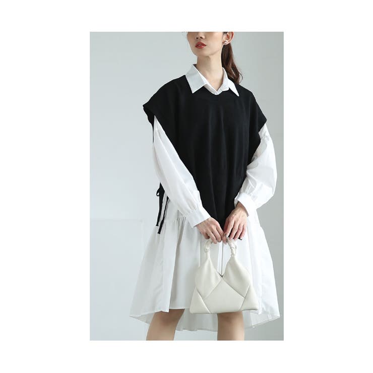 着まわしの幅が広がるニットベストとシャツワンピースの2点セット レディース ファ… | Sawa a la mode | 詳細画像17 