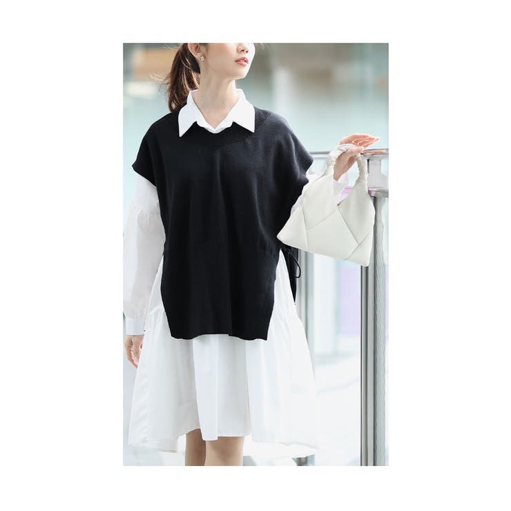 着まわしの幅が広がるニットベストとシャツワンピースの2点セット レディース ファ… | Sawa a la mode | 詳細画像19 